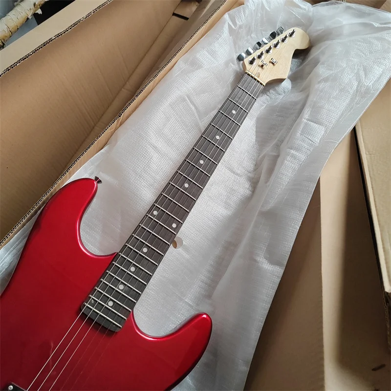 Classic Solid Wood 6-string Electric Guitar, Sample Stock, Metallic Red Color, Free Shipping