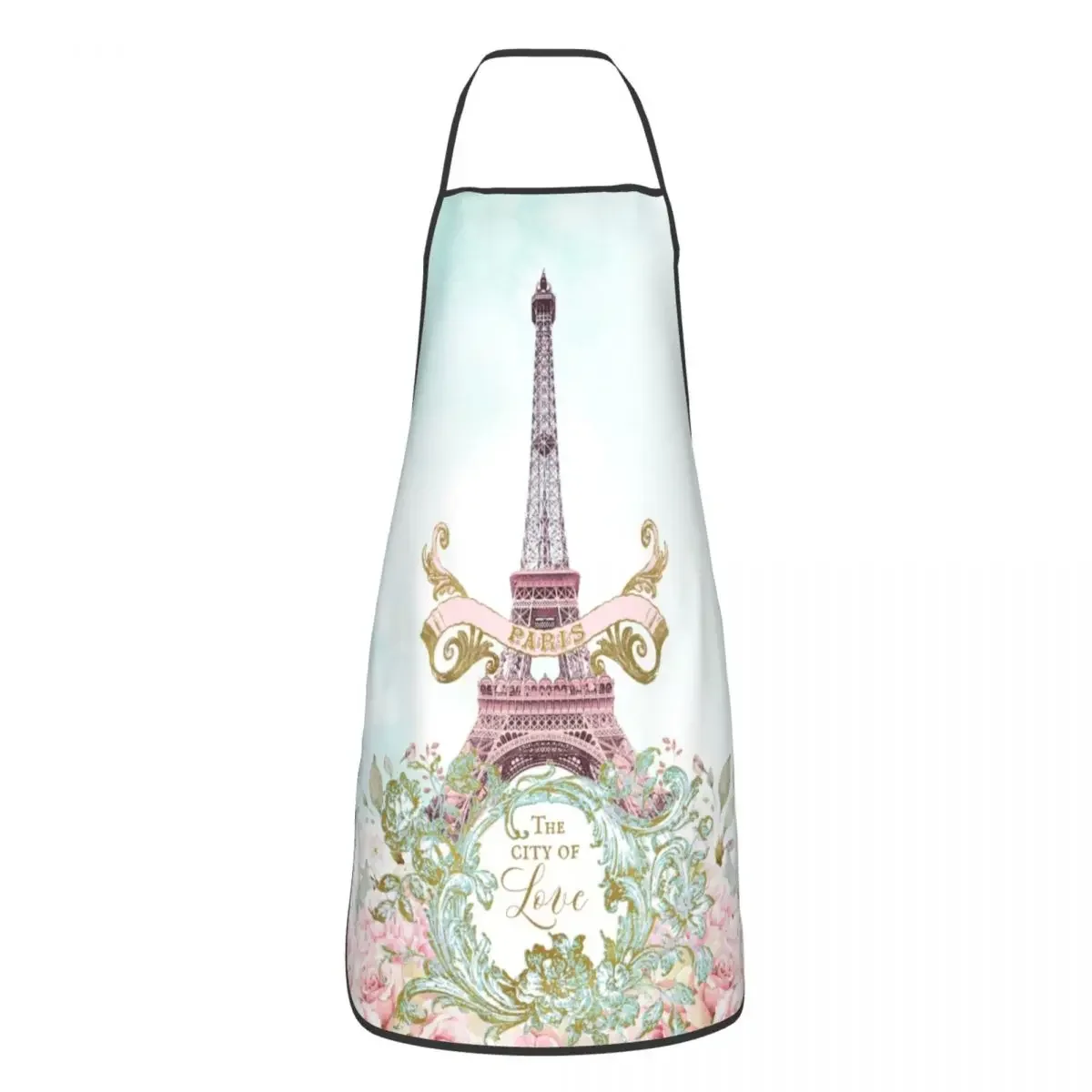 Paris Eiffel Tower Floral Bib Apron Adult Women Men Chef Tablier Cuisine for Kitchen Cooking France The City Of Love Gardening