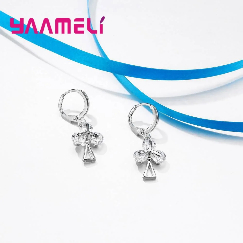

New Arrival Sweet Tree Shape 925 Sterling Silver Necklace Earrings Set Clear Cubic Zirconia Women Girls Engagement