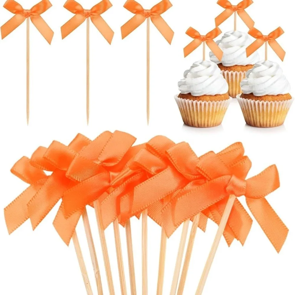 10pcs Set Multicolor Bowknot Party Cake Decorations Stylish Design Romance Charm Bow Cupcake Toppers Coquette Style