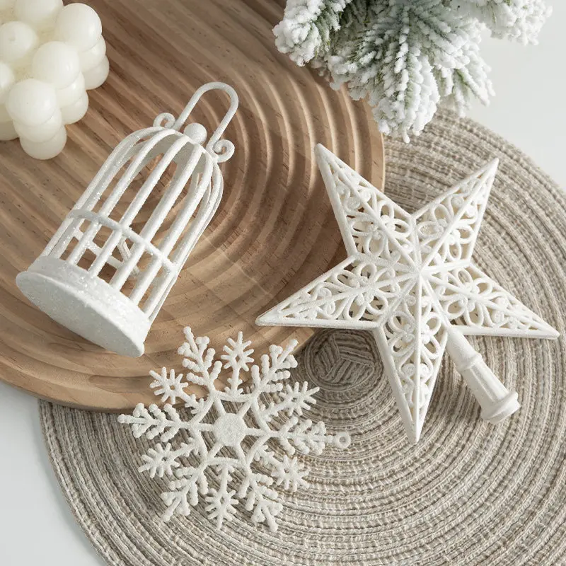 Festive Creative Adornments Sequined Snowflake Cage Mini Hangings Lovely Ornaments For Household Christmas Tree Layout Creation
