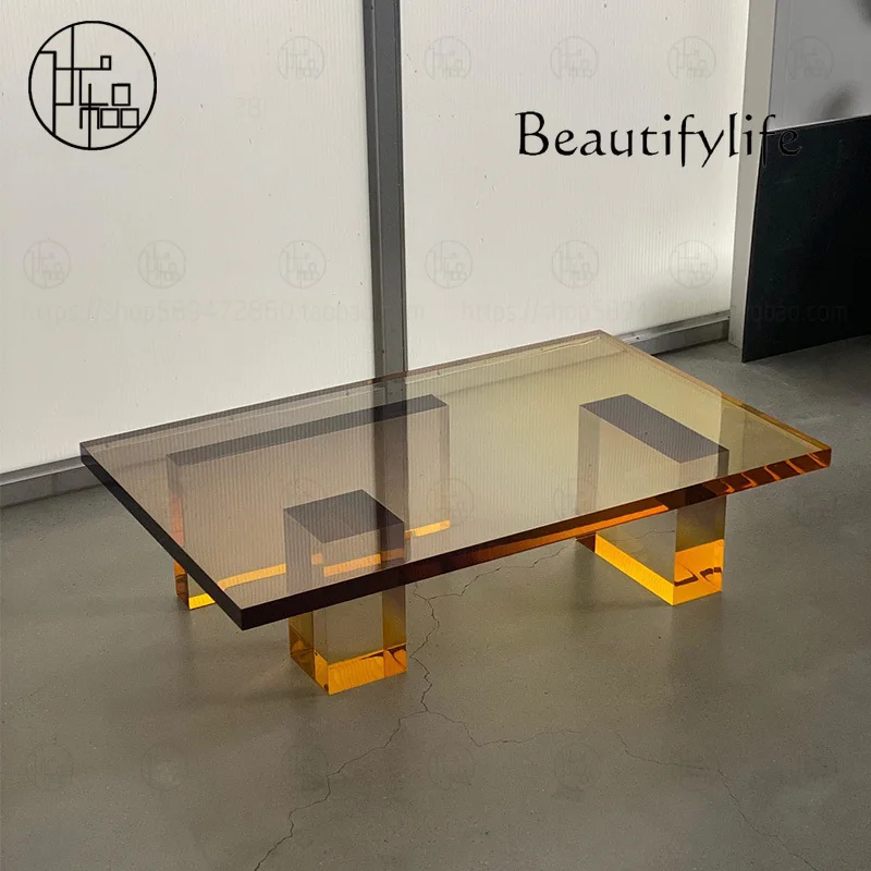 

Transparent acrylic square coffee table small table modern household simple corner coffee table