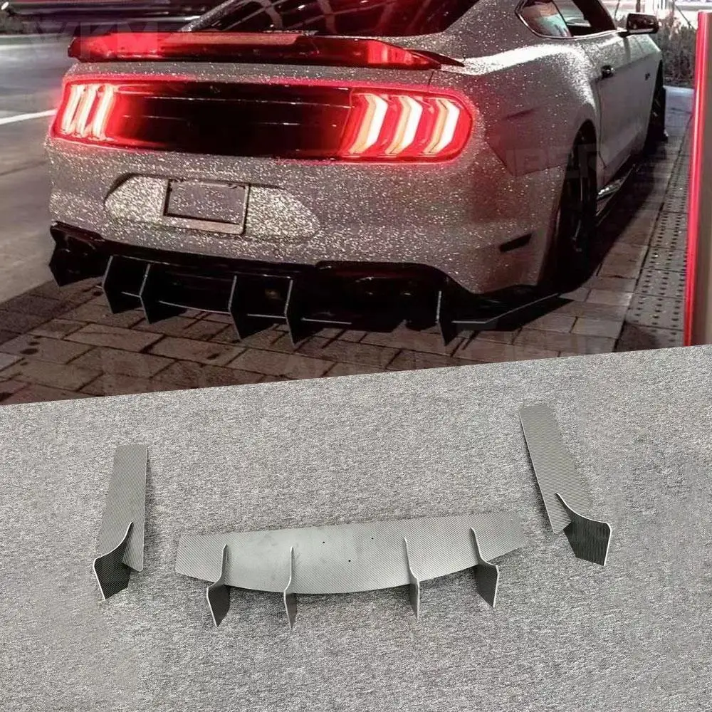 

Carbon Fiber Rear Bumper Lip For Ford Mustang 2018-2021 Rear Diffuser Splitters Spoiler Fiberglass Bodykit