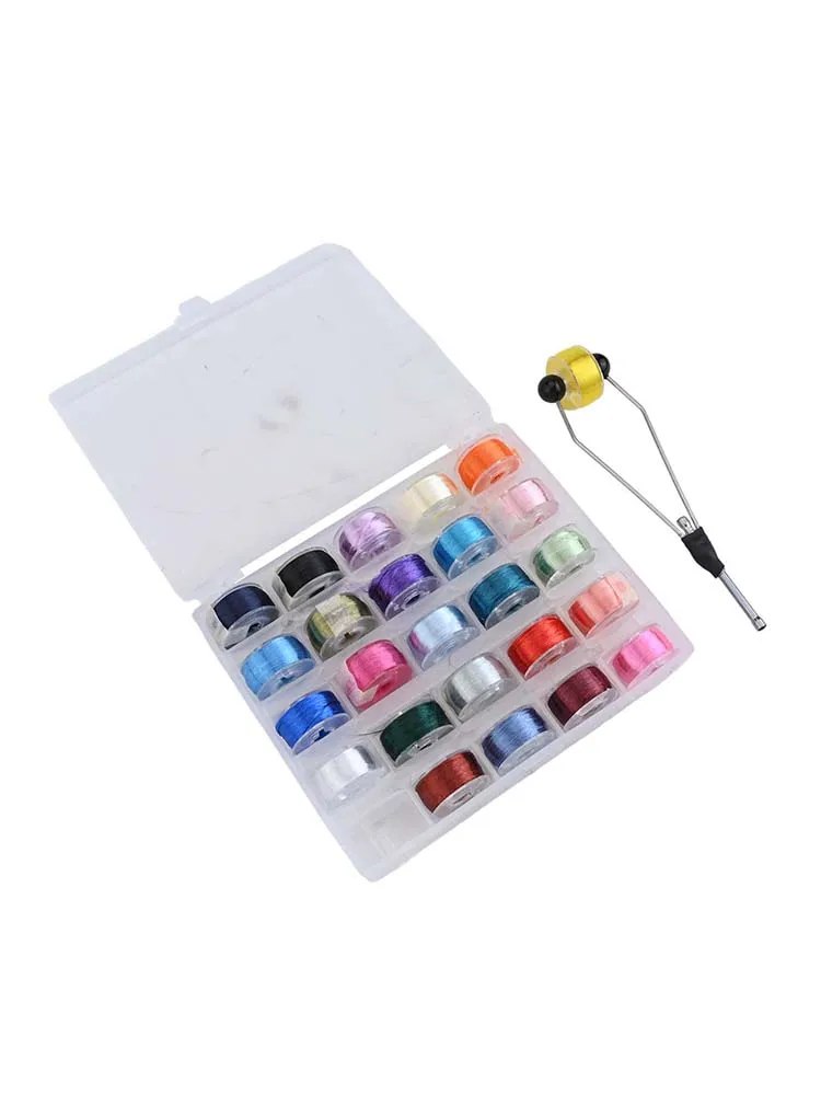 /200D /Spool /Fly Tying Thread 25 Rolls Random Color Polyester Lure Bait Making Tool With Bobbin Holder For Hook Knotting Body B