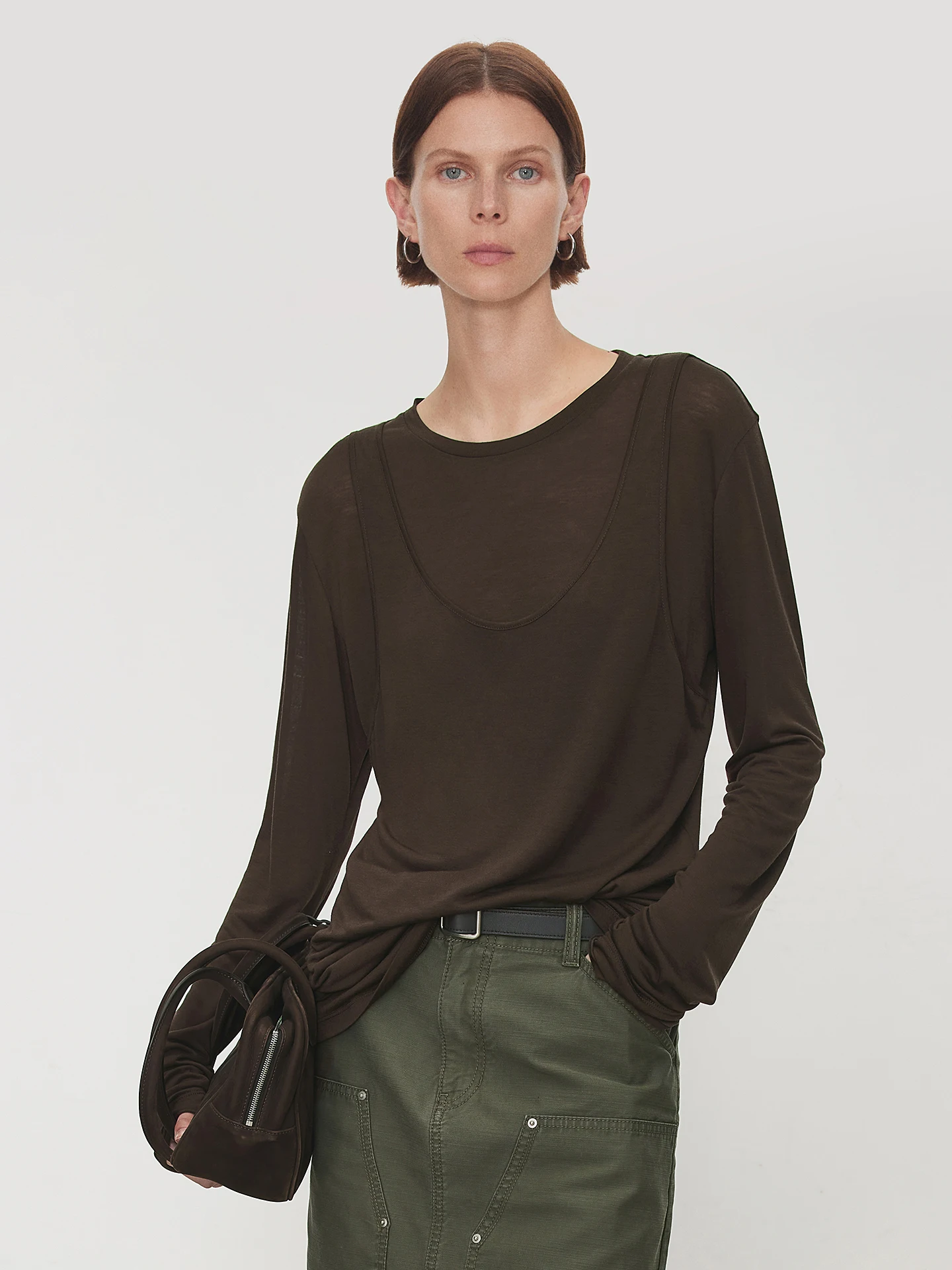 

CHICJOC Wool Silk Long Sve Vest Handmade Airy T-irt Layering Sle Comfortable Breathable Women's Casual Knitted Top