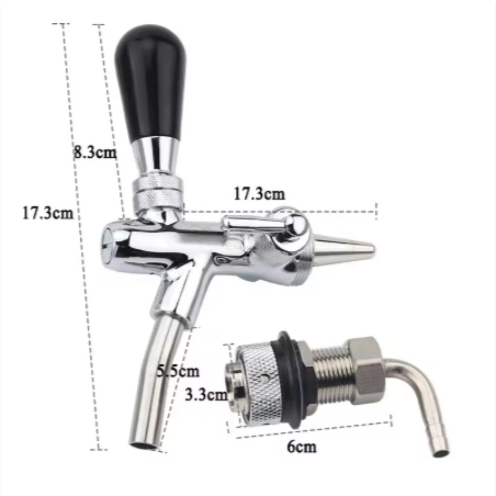 

Adjustable Beer Tap with 100mm Long shank Home brewing kegging Homebrew Draft Beer Faucet Hose barb 8mm G5/8