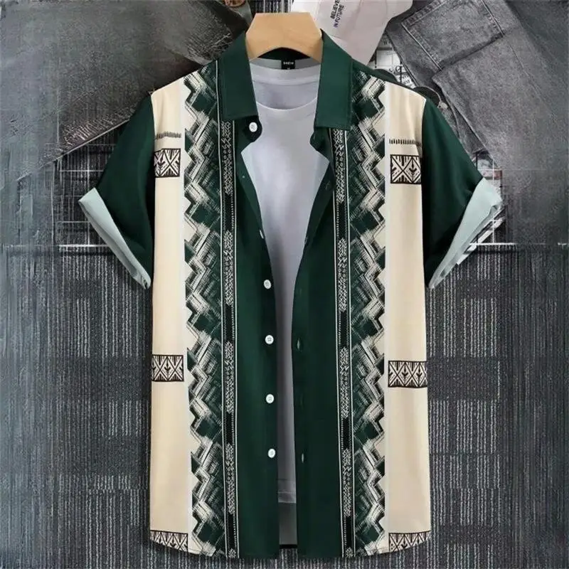 

Loose Fit ort Sve Digital Print irt 3D Printed Casual Menswear Autumn Spring Faion Flip Collar Regular Thin