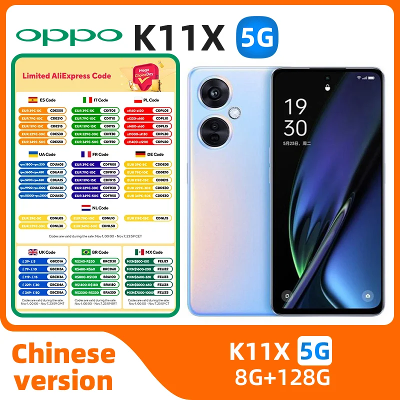 

Смартфон oppo K11X, 6,72 дюйма, 8 + 128 ГБ, все цвета