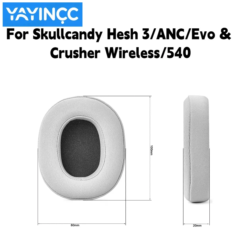 Ersatz-Ohrpolster aus Yoga-Gewebe, die nie abblättern, für Skullcandy Hesh 3/ANC/Evo & Crusher Wireless/540 Kopfhörer, Reparaturteile – Detail 5