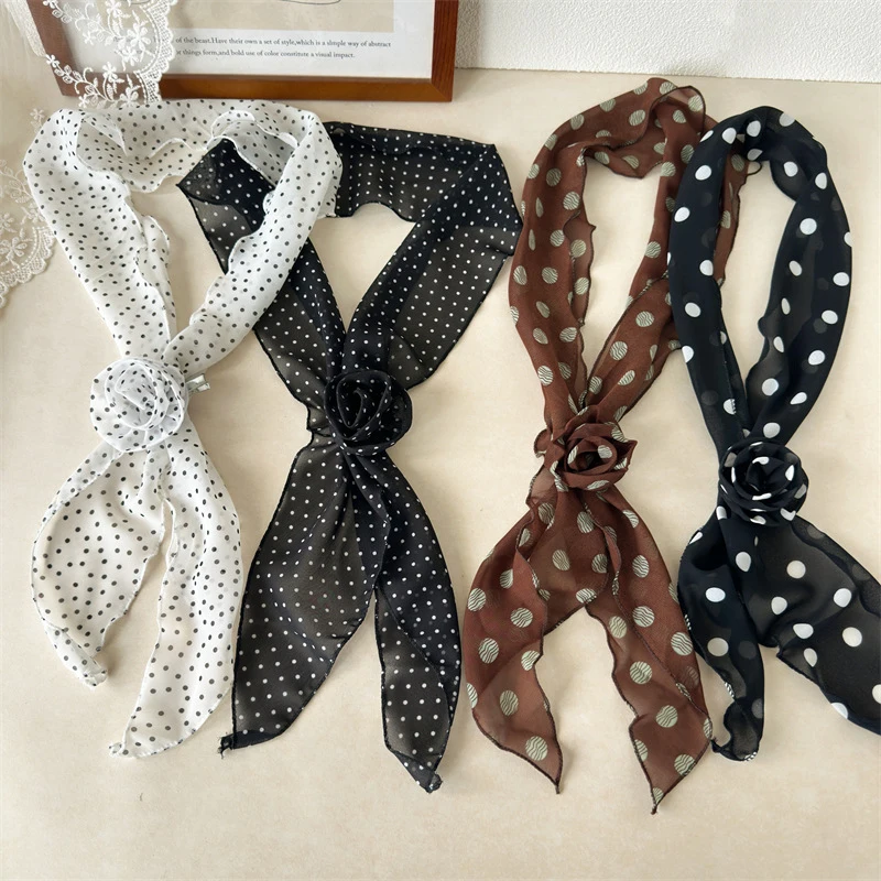 Polka Dot Fabric Hair Tie With Handmade Label Casual Chic Style Ponytail Accessory For Teenagers And Young Women Daily Wear