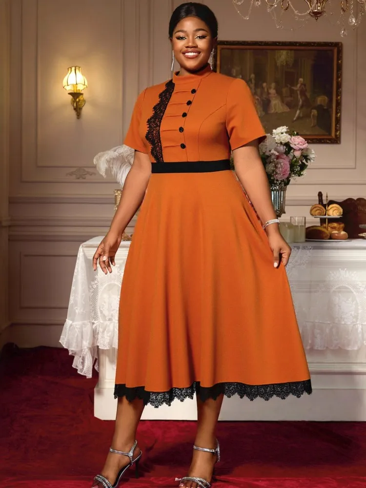 L-4XL Plus Size Clothes Dresses Women Robes 2026 Spring Summer Street Style Casual 3XL 4XL Big Size Midi Dress Oversize