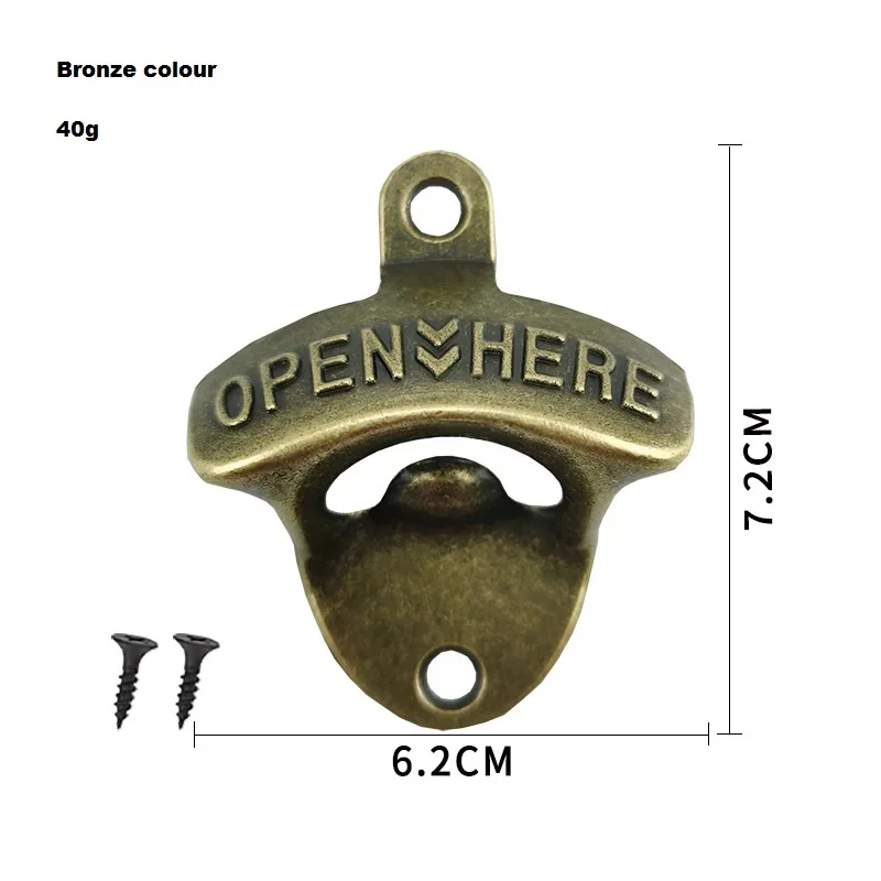 20 Pack Open Here Bottle Opener Wall Mounted Vintage Retro Zinc Alloy Beer OpenersTools Four Colors Combinations Bar Accessories