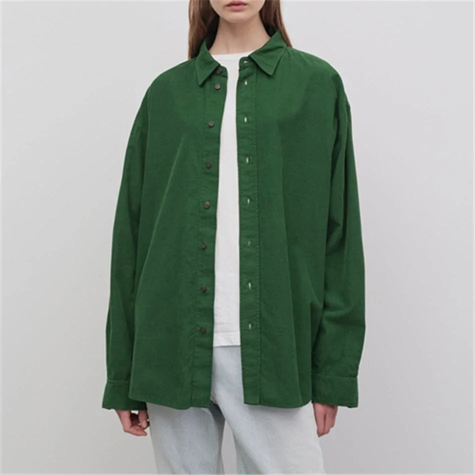 Penna Corduroy Shirts For Women High Quality Breathable Long Sleeved Tops New Hot Sale Green Shirts Women's Clothing