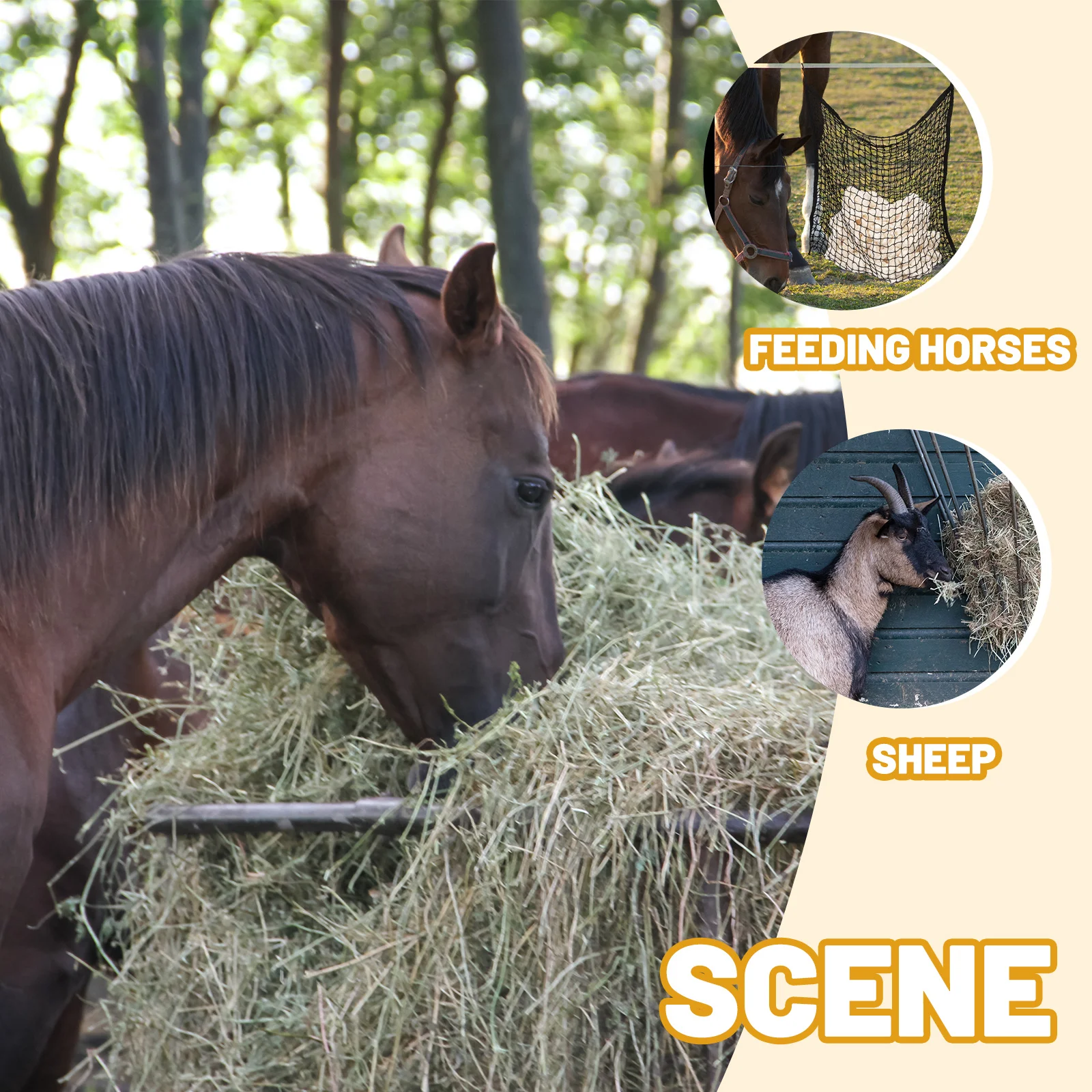 معلقة بطيئة تغذية شبكة الحصان القش حقيبة دائم كيس التخزين الحظيرة صافي المغذية الأبقار الأغنام الحصان شبكات
