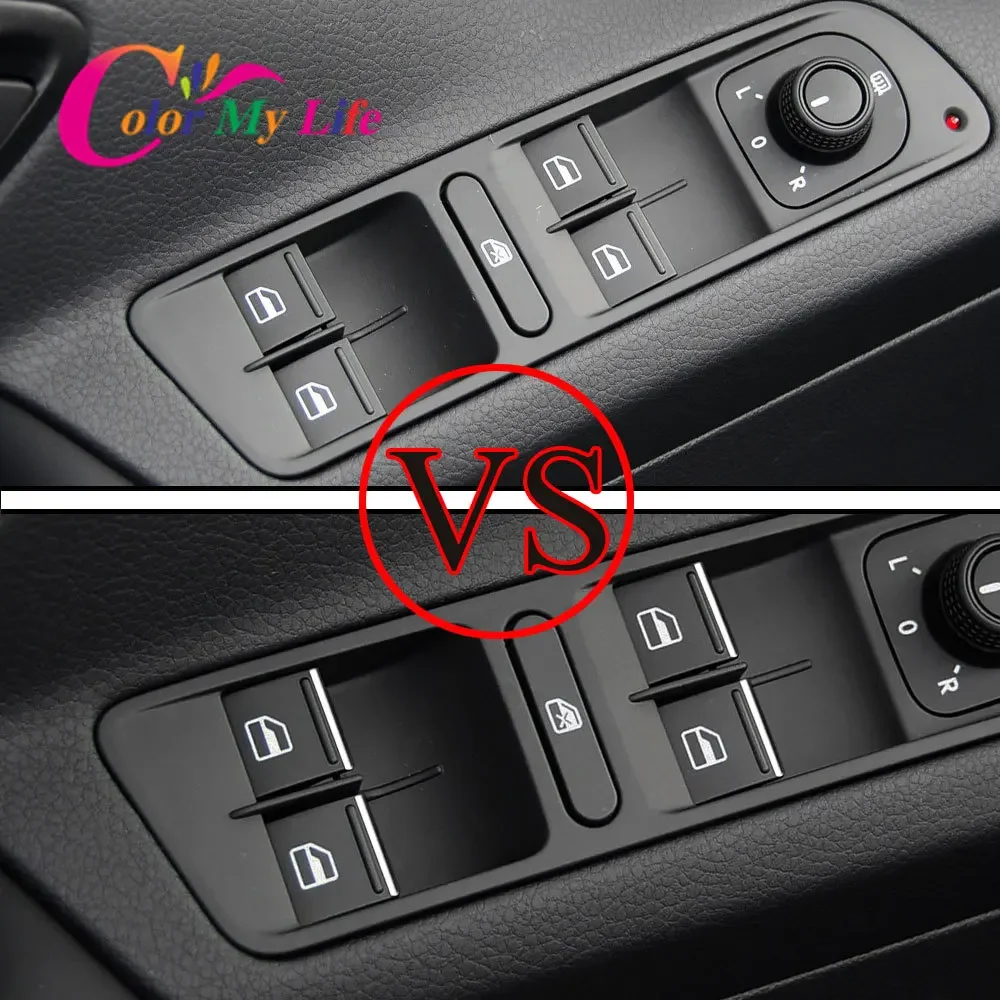 7Pcs ABS Chrome Windows Lifter Button Switch Knob Cover Trim for Volkswagen VW Tiguan MK2 2017 - 2022 Accessories