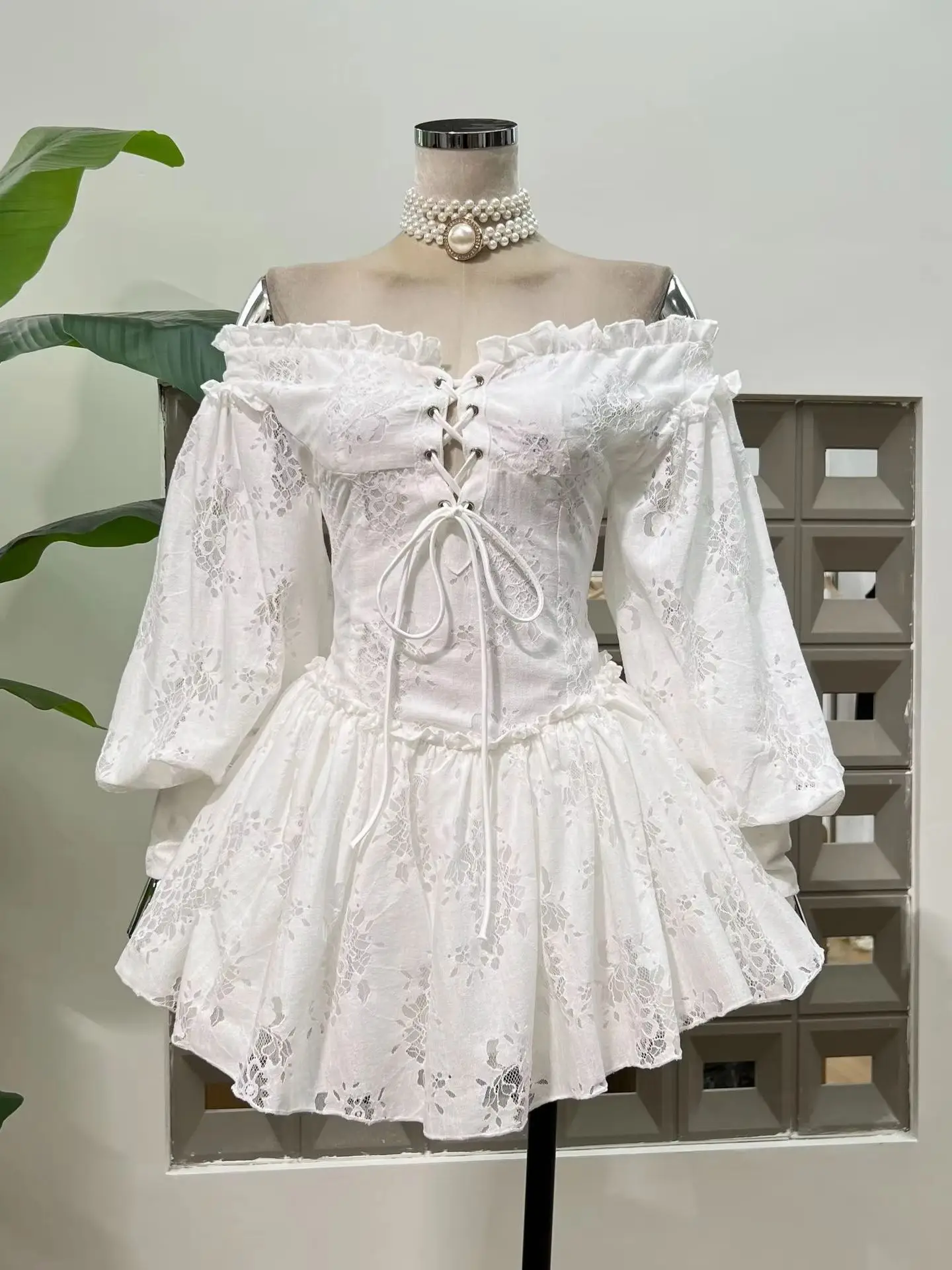 GypsyLady Off The Shoulder Sexy Mini Dresse Cotton Summer Elegant Hollow Out Ruffles Backless Women Vocation Casual Ladies Dress