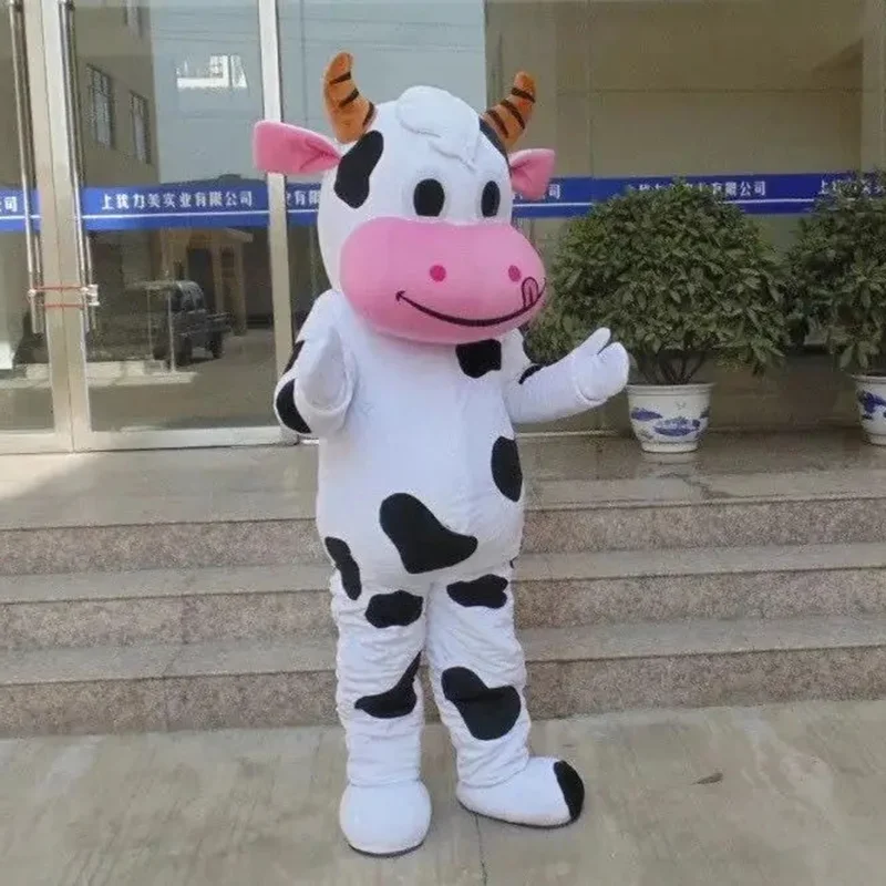 Cute Dairy Cow Mascot Costume Adult Cosplay Milk Cows Cartoon Character Outfit Suit Advertising Animal Carnival Costumes