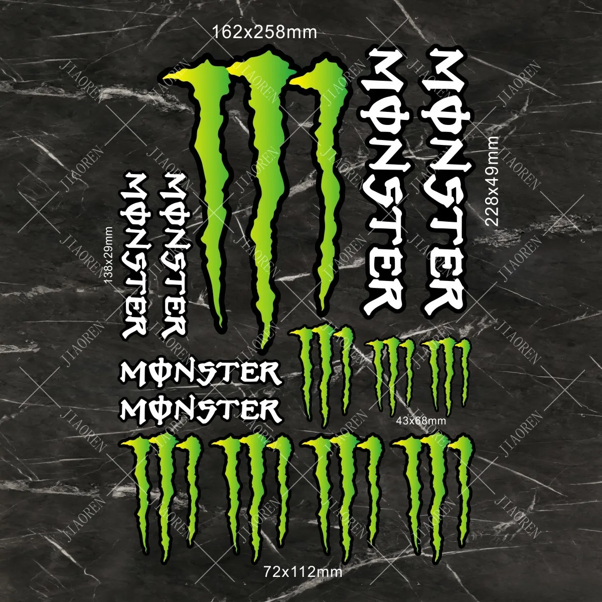 عيد الميلاد كبير الوحش الطاقة ملصق شعار خزان دراجة نارية سيارة ملصق مائي مجموعة عاكسة لياماها هوندا كاواساكي سوزوكي BMW KTM