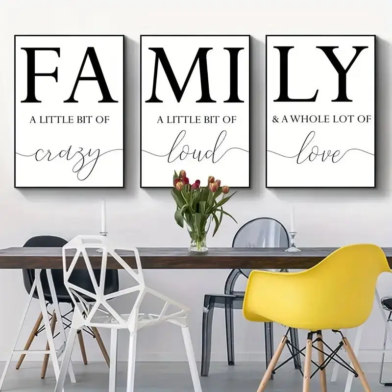 

Modern Happy Family Wall Art Black White Poster Love Heart Nordic Living Room Bedroom Home Decor Canvas Painting Frameless