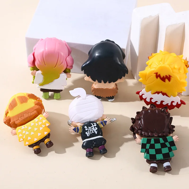 6 szt./zestaw Demon Slayer Mitsuri Kanroji Śliczne Figurki Model Zabawki 6,5 cm Pełne Jedzenie Akcja Kolekcjonerskie Figurki Anime dla Fanów