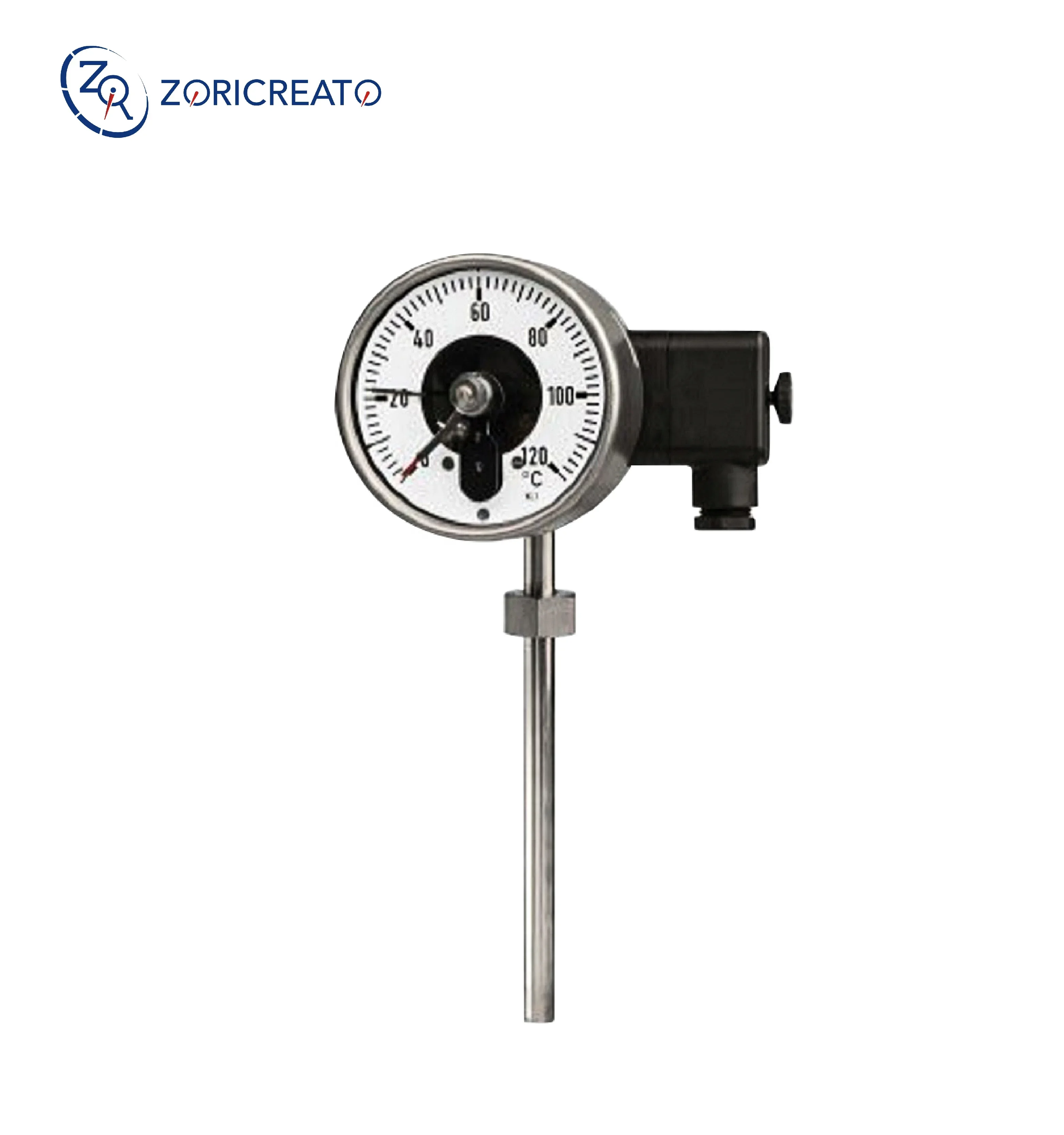 Bimetal Thermometer with Electrical Contact Radial Axial Alarm Industrial Long Stem SS316 Vibration Gauge Bimetal Thermometer