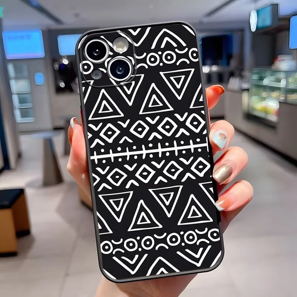 African Wax Print Design Phone Case Matte Translucent Back Cover for IPhone 15 Pro Max 14 Pro 13 11 12 Mini Xs X Xr 7 8 Plus Se