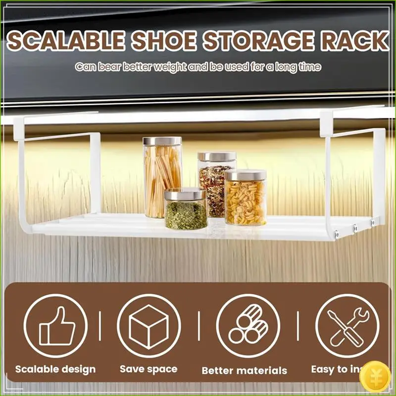 رف أحذية معلق قابل للتوسيع، رف أحذية قابل للسحب، معلق تحت الرف للتخزين والتنظيم، حامل قابل للتعديل