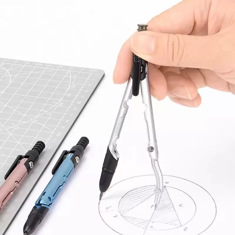 HAIWEN Pen-shaped Compass Retractable Needle Safety Anti-puncture Multifunctional Pen Clip Design Mechanical Pencil 2-in-1