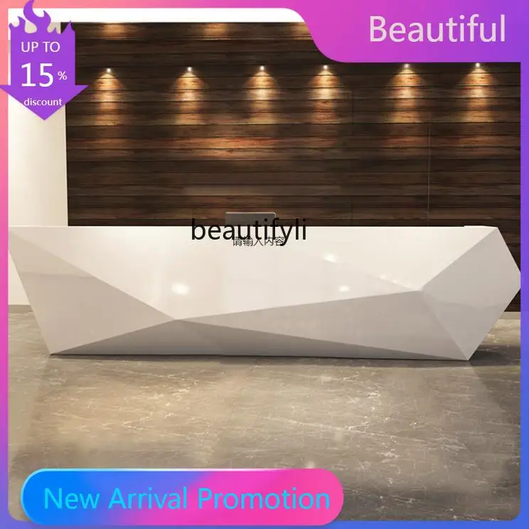 

zzGCompany Reception Desk Training Institution Beauty Salon Cashier Glass Steel Hotel Bar Counter