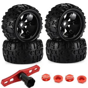 4pcs/pack 1/8 Scale 17mm Hex RC Truck Tires and Wheels Set Glued for Traxxas Maxx Tmaxx E-Revo Revo 3.3, JLB Cheetah Monster 8 best sales rc monster truck wheels - №5