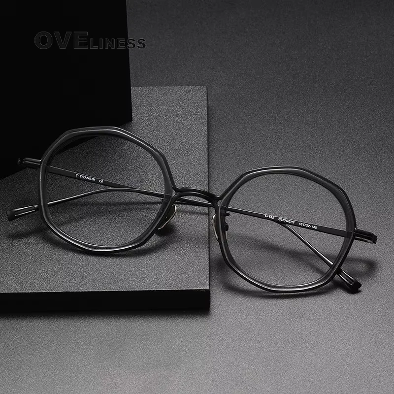 

2025 Vintage Acetate Titanium Eyeglasses Frame Men New Brand Design Glasses Frame Women Designer Luxury Brand male Eyewear