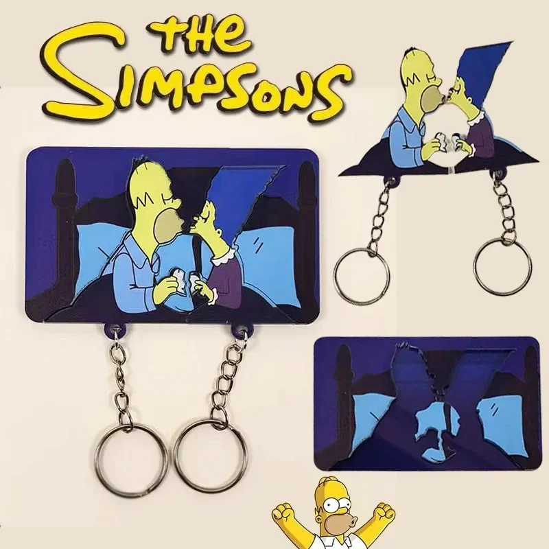 New The Simpsons Refrigerator Sticker Keychain Personalized Creative Cute Couple Cartoon Bag Keychain Fashion Trend Key Pendant