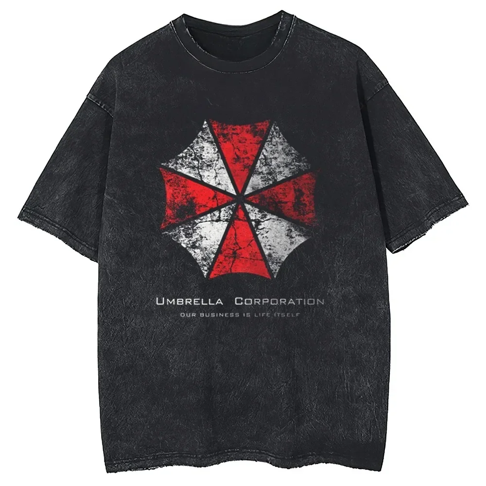 الكلاسيكية الرعب والإثارة لعبة غسلها خمر تي شيرت الشارع الملابس المقيم الشر القطن الهبي حمض عالية الجودة لينة تيز