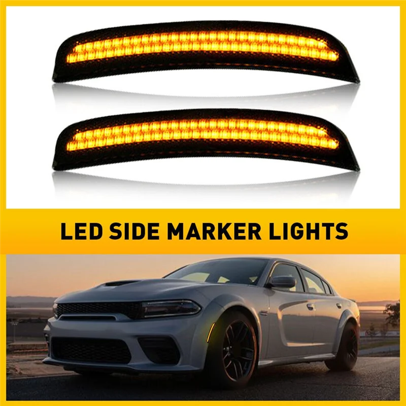 Lampu LED penanda samping belakang lensa SMOKE mobil lampu untuk Dodge Charger 2015-2021 68214126AA 68214405AA