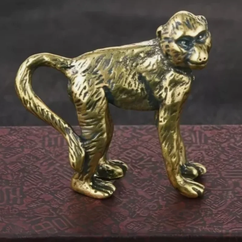 Brass Tail Monkey Animal Statue Small Sculpture Tabletop Figurine Gifts