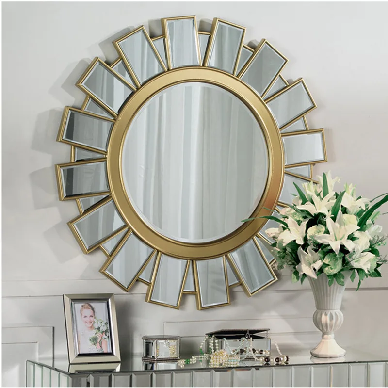 

American high definition silver mirror sun decorative mirror TV background wall retro mirror