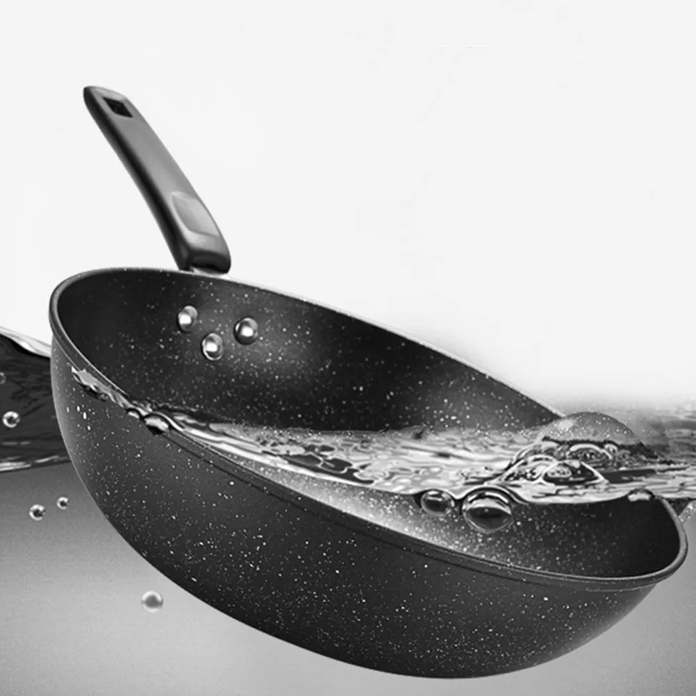 Maifan Stone Wok Frying Pan Iron Construction Nonstick Stir Fry Pan for Gas Electric Induction Stoves Home Restaurant Kitchen