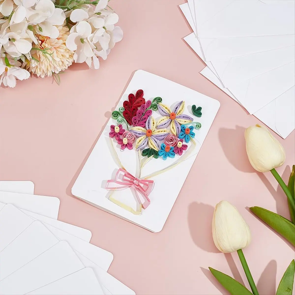 AT16 DIY Flower Paper-Quilling Kits, Greeting Cards Making Kit with Blank Cards,36 Colors Strips,Quilling Tools for Birthday