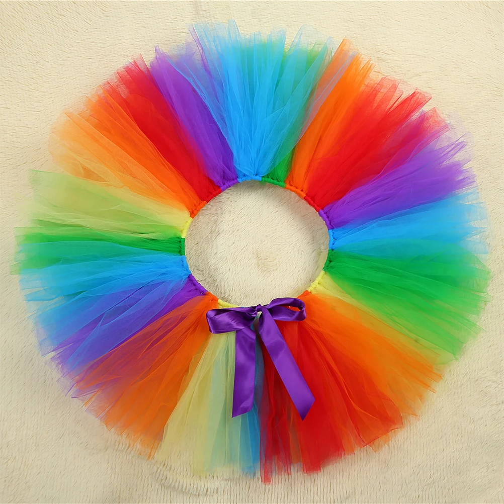 

2pcs Halloween Witch Costume Rainbow Mesh Tutu Dress Hat For Girls Cosplay Party Sleeveless Short Skirt Suit Adorable Outfit