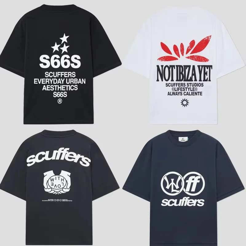 Harajuku Scuffers Logo Short Sleeve Gothic Korea New Gothic Oversized T-Shirt Street Top Trash Y2k Clothes Men's Women's Same