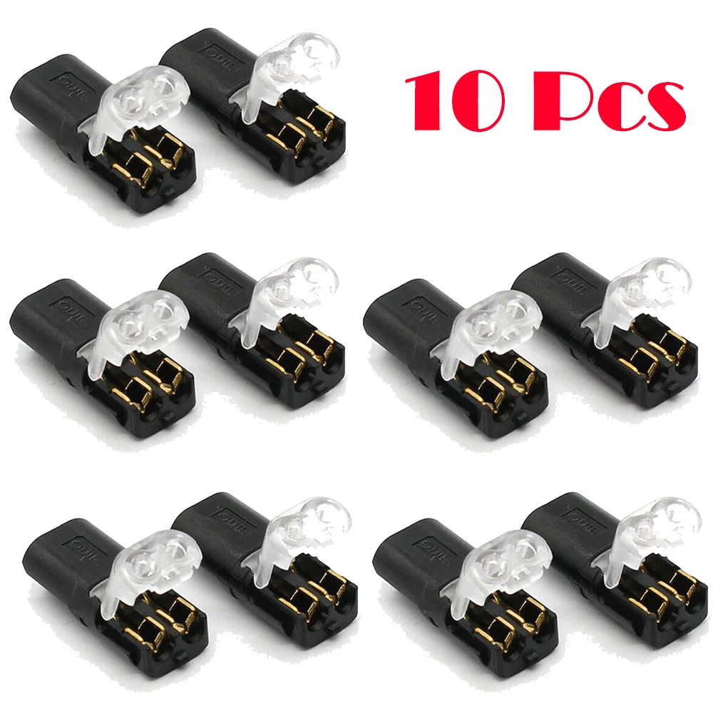 10 Pcs Car Auto Wire Cable Plug Connector Strip Terminal Connection Clamp Block No Soldering Connector Two-Wire Inter-Plug 12V