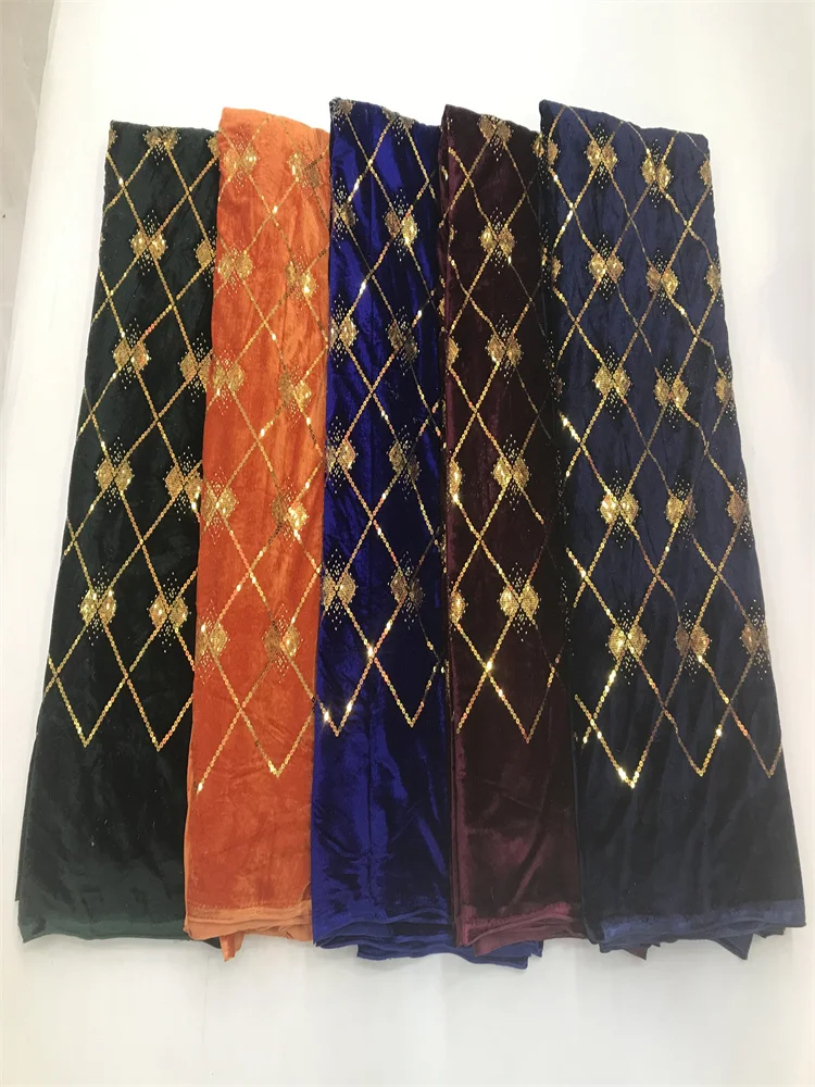 Swiss Lace Fabric High Quality 2025 African Velvet Sequence Fabric Embroidery 3D Sequins Net Lace Fabric 5 Yards For Party Dress