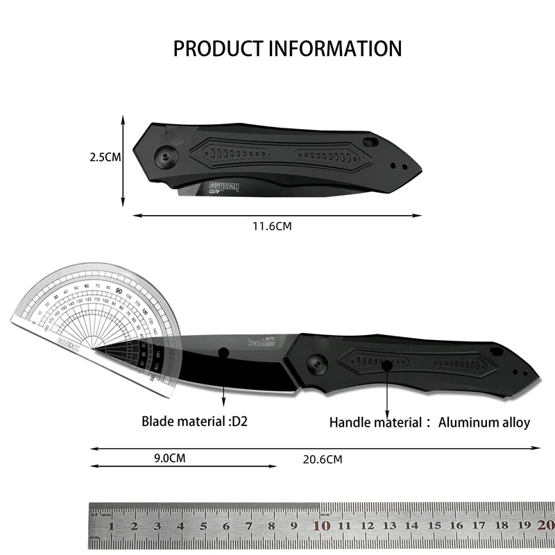 LEEK KS7800 Pocket Knife Tactical Camping Aluminum Alloy Handle Hunting and Rescue D2 Blade EDC Folding Knife