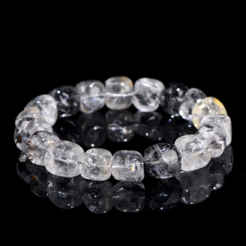 

5A Розовый кварц БЕЛЫЙ КРИСТАЛЛ Herkimer Алмазный квадратный браслет в стиле барокко 9-10 мм 18 см Ювелирные изделия оптом Натуральный 1 шт.