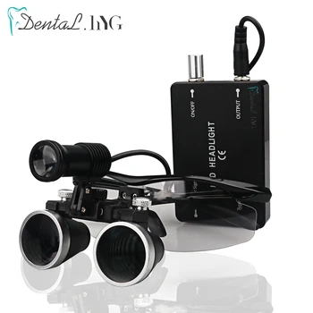 3.5X/2.5X magnification binocular dental magnifier surgical loupe with headlight LED light medical operation magnifying lamp