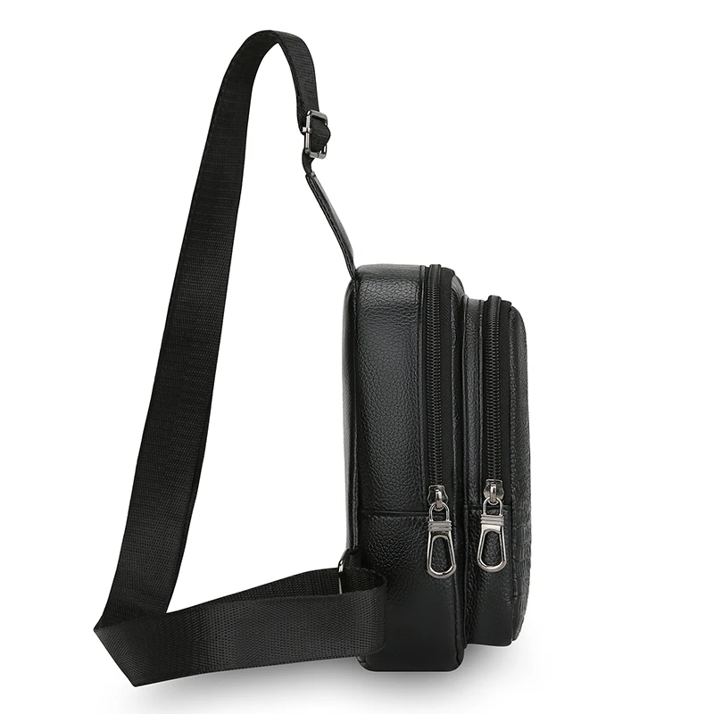 Vintage Embossed Sling Chest Bag, Wear‑Resistant Multi‑Pocket Casual Crossbody Pouch for Outdoor Daily Use
