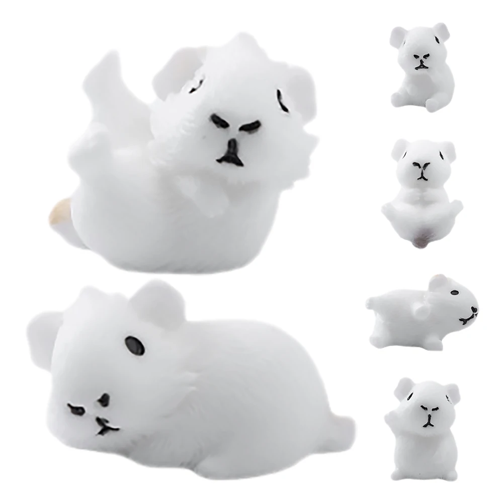 

Micro Landscape Ornaments Resin Garden Statues White Animal Figurines Tiny Lawn Decorations Miniature Guinea Pig Landscaping