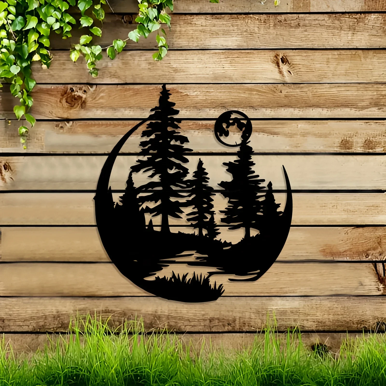 1pc Forest and Moon Metal Wall Art, Nature Silhouette for Indoor & Outdoor, Ideal Gift for Housewarming,Wedding and Mother's Day