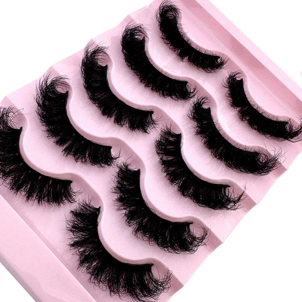 ふわふわでドラマチックなメッシーつけまつげ5ペア、柔らかく快適、3Dつけまつげ、長くて太いクロスつけまつげ