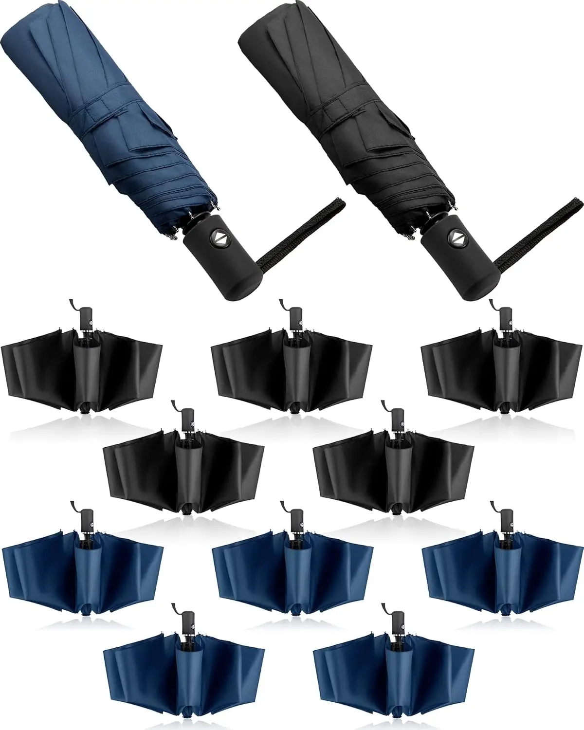 

10 Pack Automatic Open Close Collapsible Rain Umbrellas for Men and Women